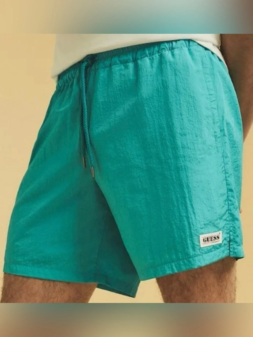 GUESS Men’s Go Patch Vintage Teal Shorts Swim Trunks